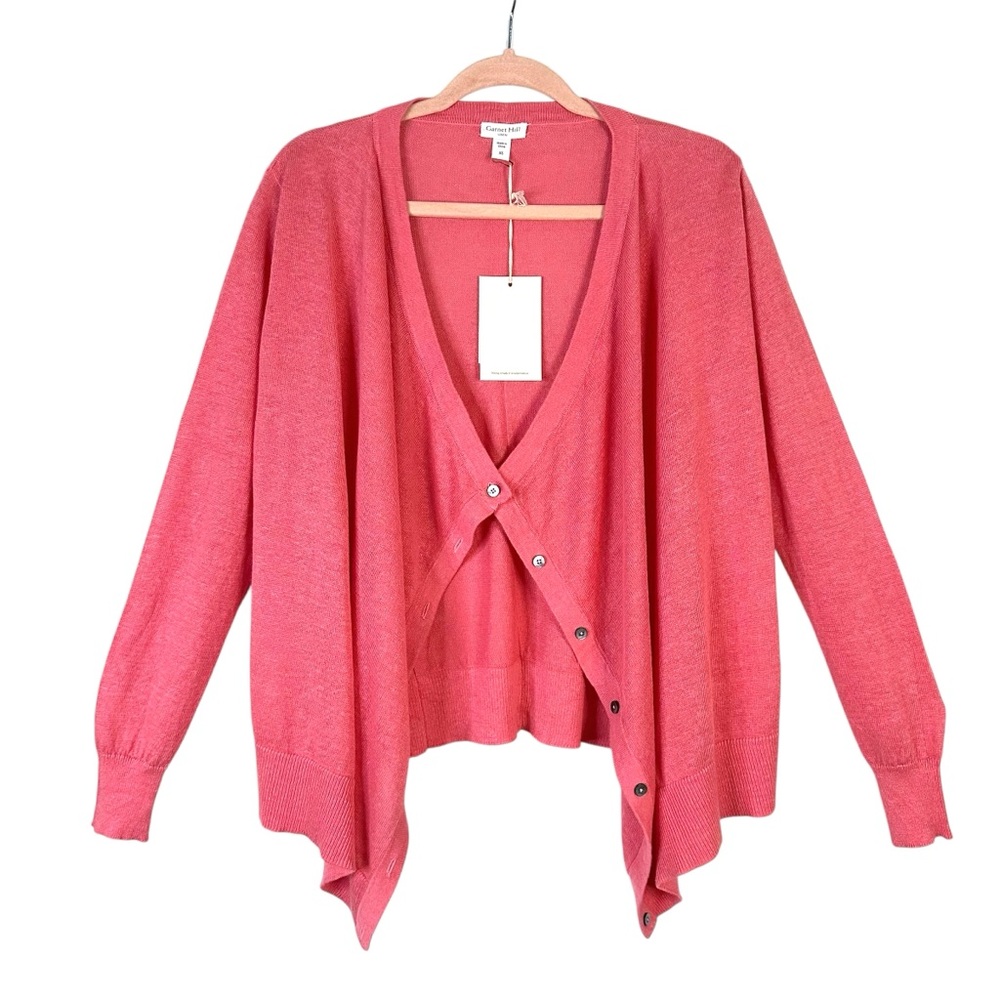 GARNET HILL Easy Linen Drape Front Cardigan Relaxed Lightweight‎ Desert Bloom XS